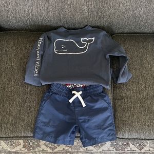 Vineyard vines long sleeve shirt blue swim shorts